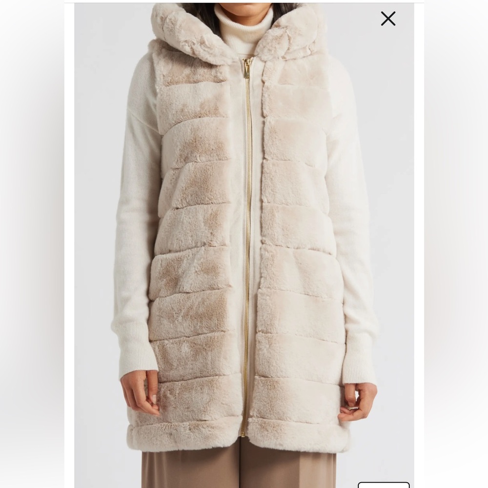 Via Spiga Beige Faux Fur Vest